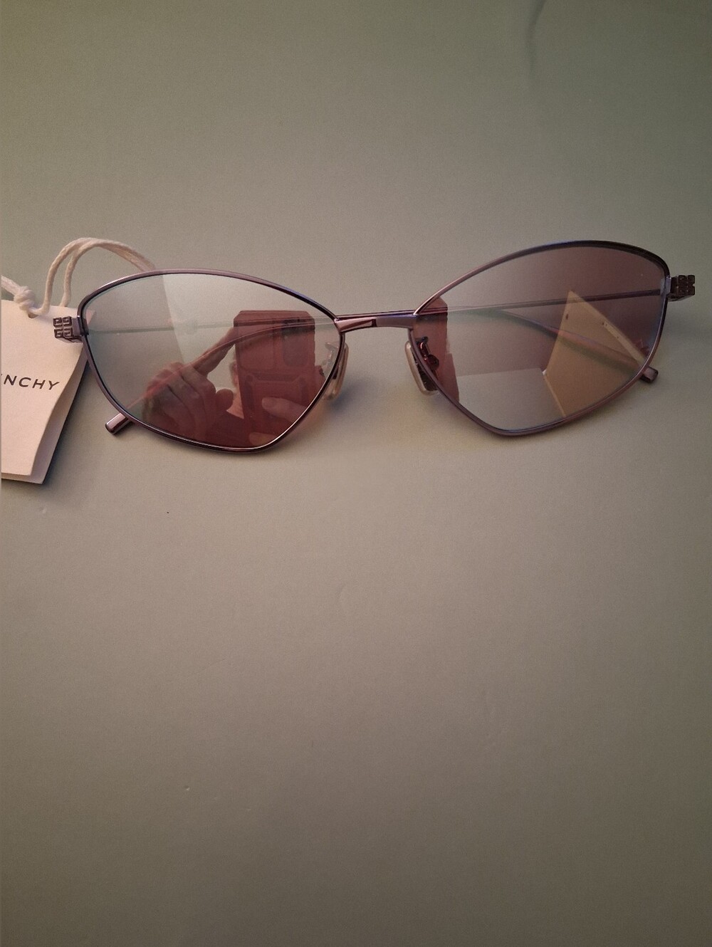 Givenchy Paris Silver Gunmetal Grey Metal Woman's Sunglass NWT